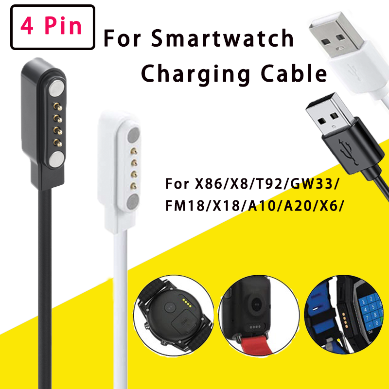 Smartwatch X18 - USB 4 พินเปลี่ยนสายชาร์จนาฬิกาอัจฉริยะแบบแม่เหล็ก,สำหรับ W67/ X86/ X8/