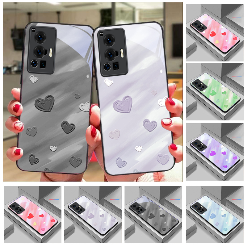 Vivo V40 - เคสโทรศัพท์มือถือกระจกสีดำลายศิลปะมินิมอลแบบเบลอ สำหรับ vivo X90 Pro+ X100