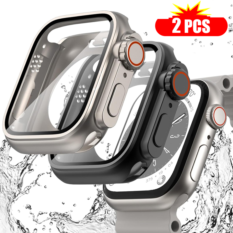 Apple Smartwatch Accessories - เคสกระจกนิรภัย + ฝาครอบสำหรับนาฬิกา Apple 44มม. 45มม.