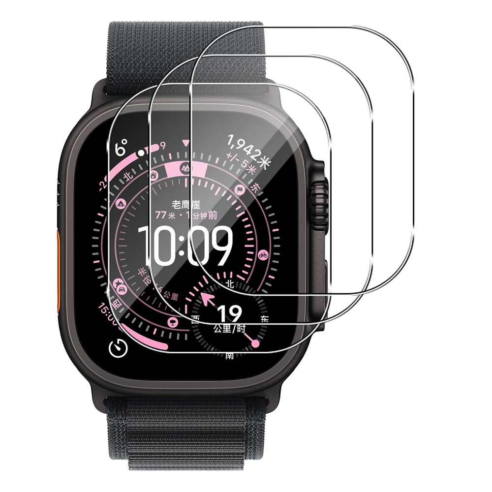 Apple Smartwatch Accessories - กระจกนิรภัยสำหรับแอปเปิ้ลวอตช์อัลตร้า 3 49 มม.ป้องกันหน้าจออุปกรณ์เสริมป้องกันรอยขีดข่วน HD ฟิล์มเต็มไอวอทช์