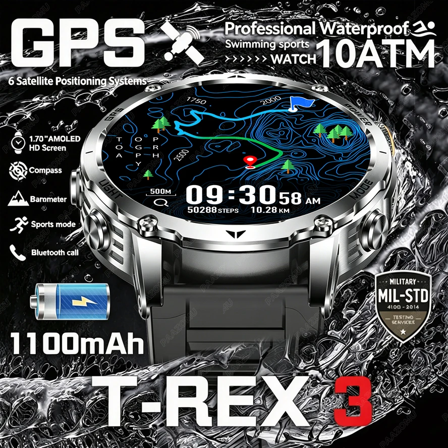 Smartwatch M Active - สมาร์ทวอทช์ T-Rex 3 ระดับทหาร แบตเตอรี่ 1100mAh