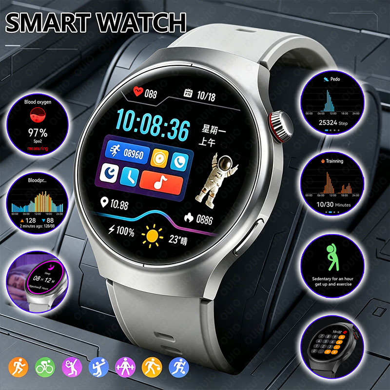 Smartwatch M Active - 2026 ผู้ชายสมาร์ทวอทช์โหมดมัลติสปอร์ตการนอนหลับการโทรผ่านบลูทูธสภาพอากาศการตรวจสอบสุขภาพอัตราการเต้นของหัวใจออกซิเจนในเลือดสมาร์ทวอทช์สำหรับผู้หญิง