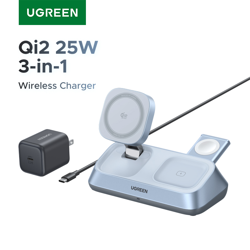 Smartwatch Ac - แท่นชาร์จไร้สายแม่เหล็ก UGREEN Qi2 25W MAX 3-in-1