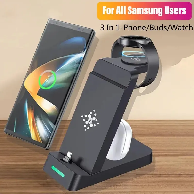Smartwatch Ac - แท่นชาร์จ3ใน1สำหรับ Samsung S24 S23 S22โน้ต Z