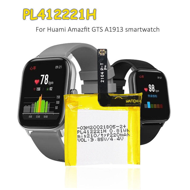 Smartwatch A1914 - แบตเตอรี่ PL412221H 220mAh 3.85V แบตเตอรี่ลิเธียมโพลิเมอร์ทดแทนสำหรับนาฬิกาอัจฉริยะ Huami