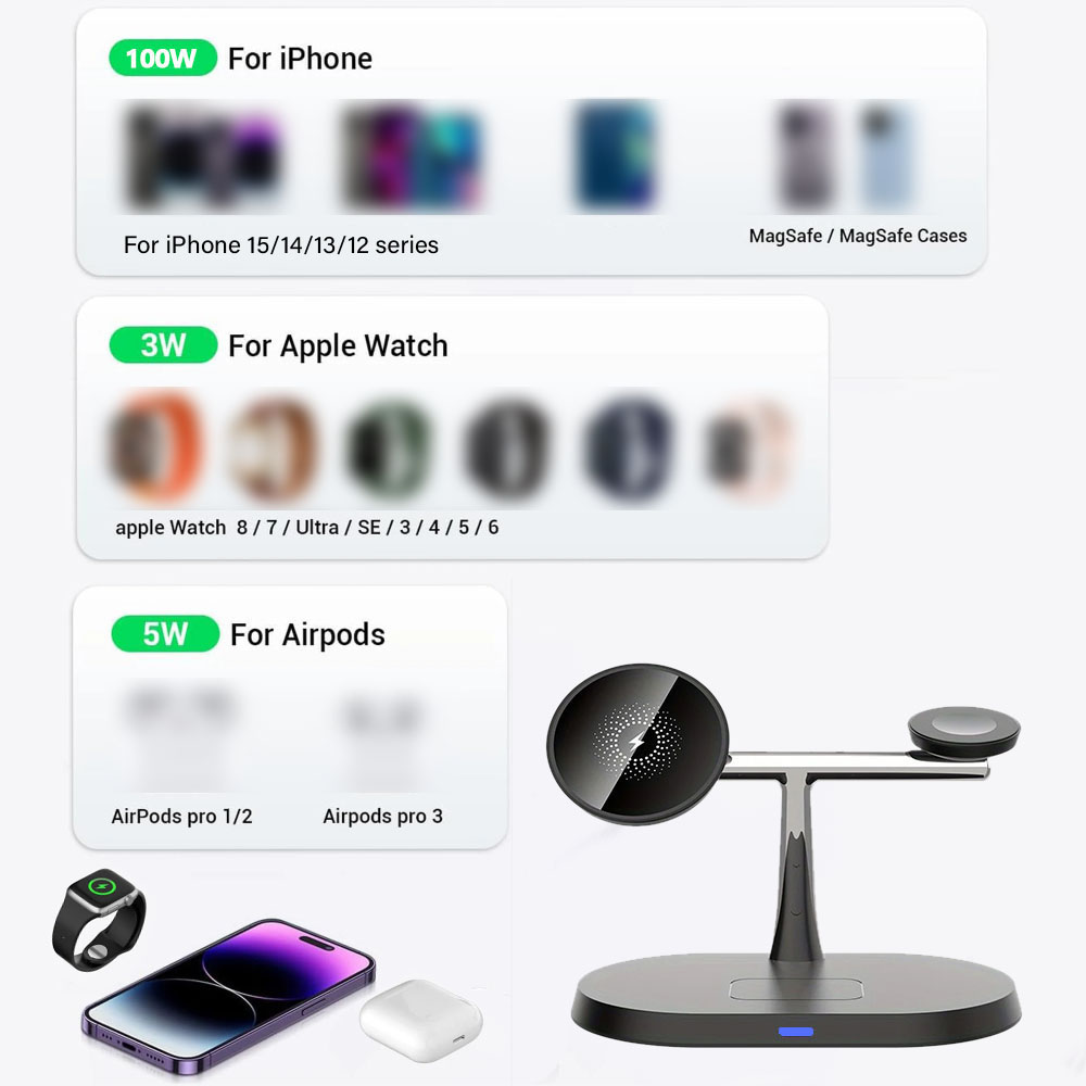 แท่นชาร์จไร้สายแม่เหล็ก 3 in 1 - Watch Charger Cable บทวิจารณ์และราคา