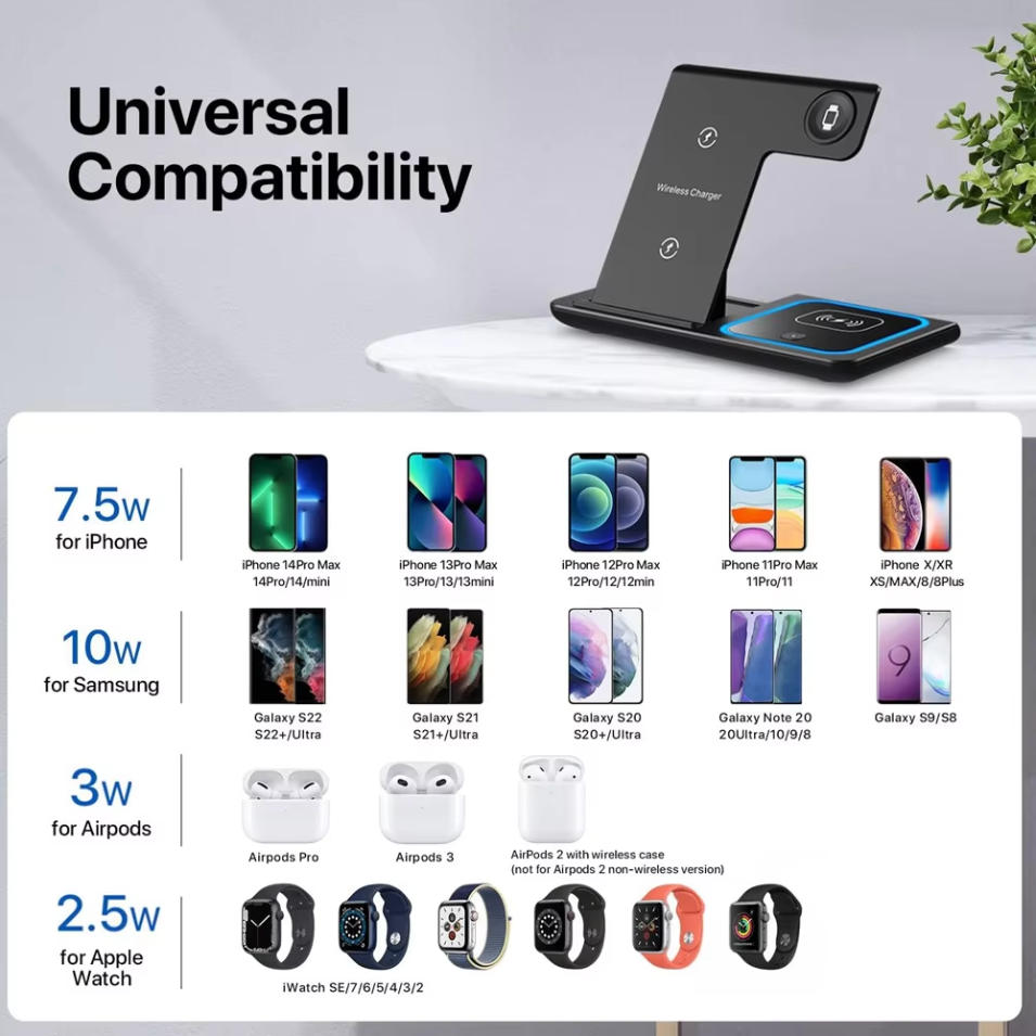 แท่นชาร์จไร้สายแบบพับได้ 3 in  - Smartwatch Ac บทวิจารณ์และราคา