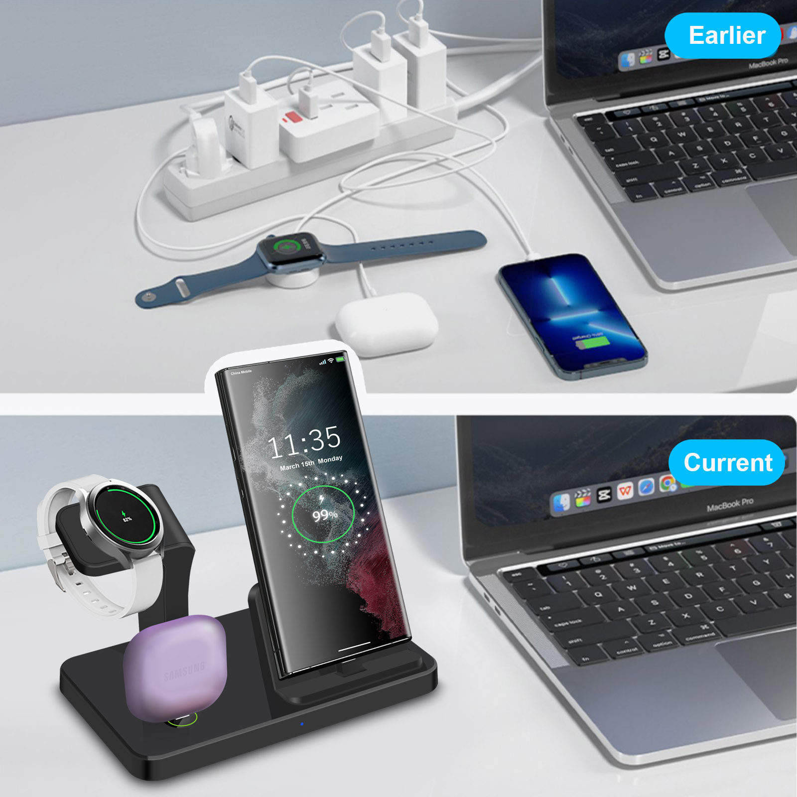 แท่นชาร์จไร้สายแบบ 3 in 1 พร้อ - Watch Charger Cable บทวิจารณ์และราคา