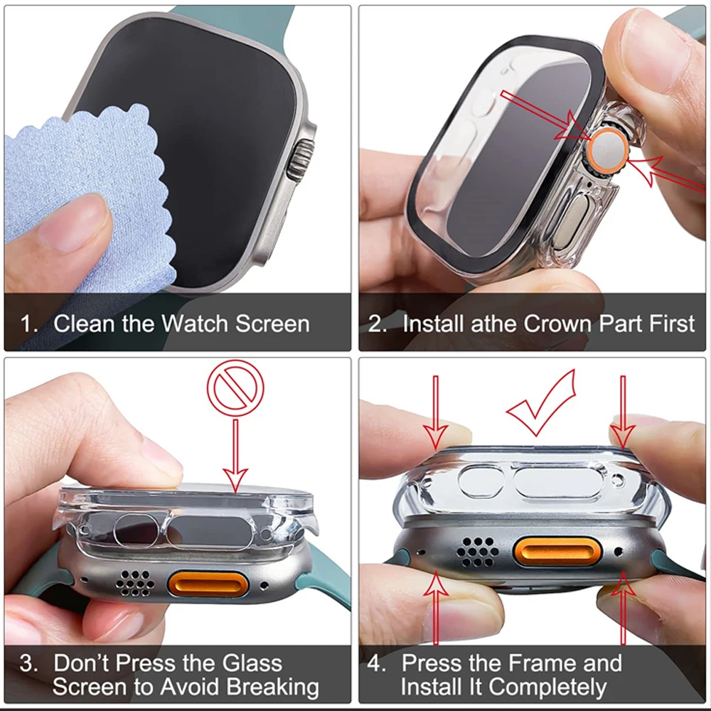 แก้ว + กรณีสําหรับ Apple Watch - Smartwatch Band Accessories บทวิจารณ์และราคา